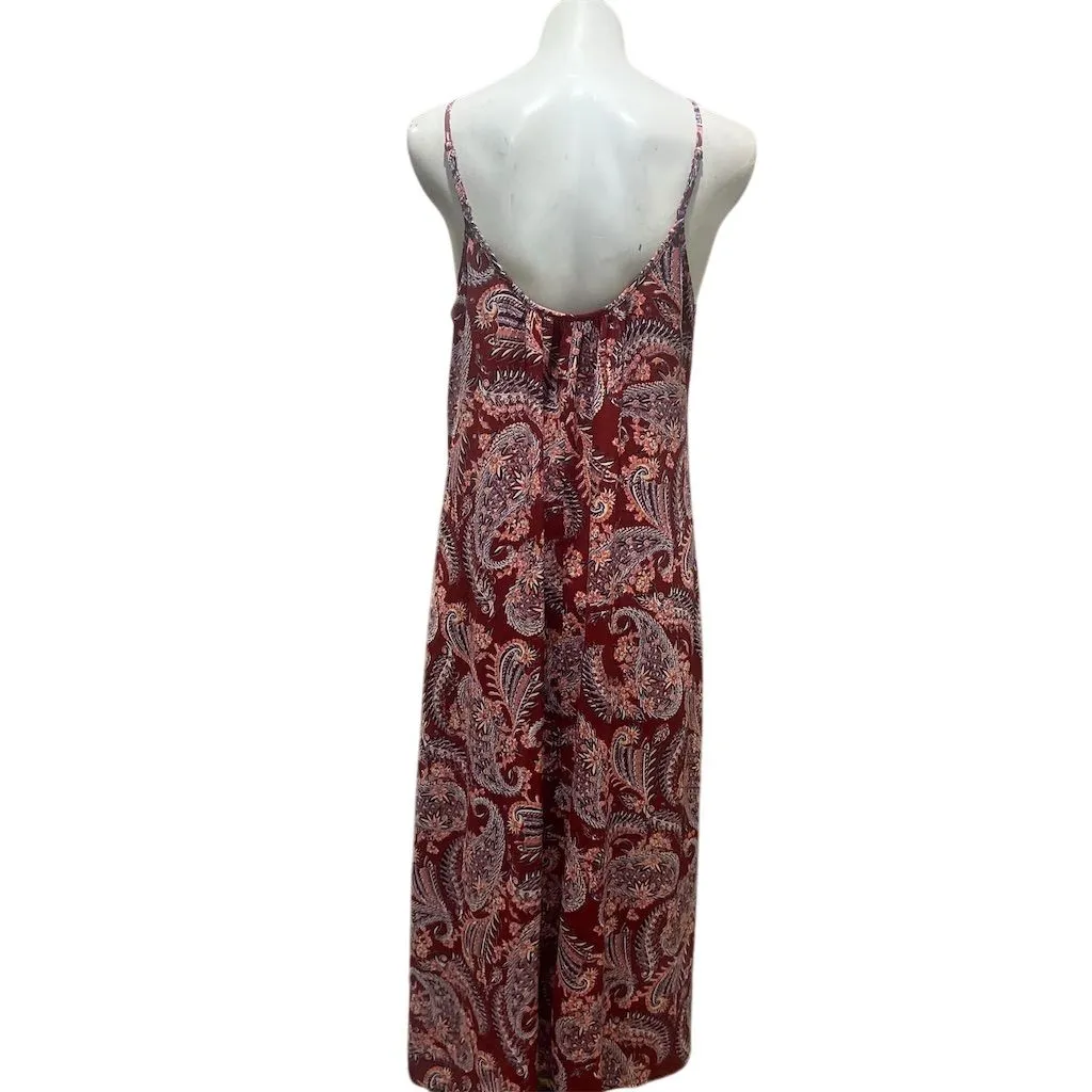 Band of Gypsies Women's L Red Paisley Spaghetti Strap Maxi Dress Casual - Image 6