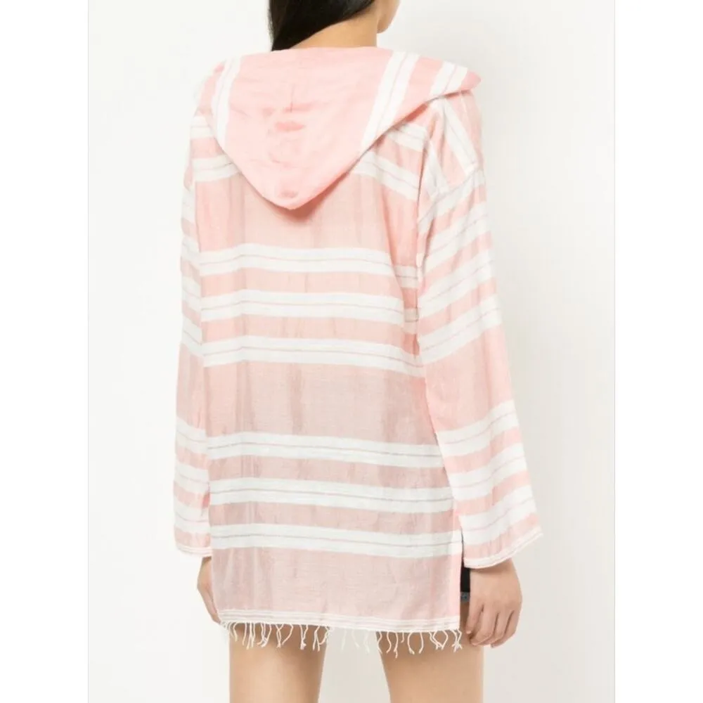 NEW Lemlem Golden Striped Doro Fringe Long Sleeve Hoodie Large - Image 11