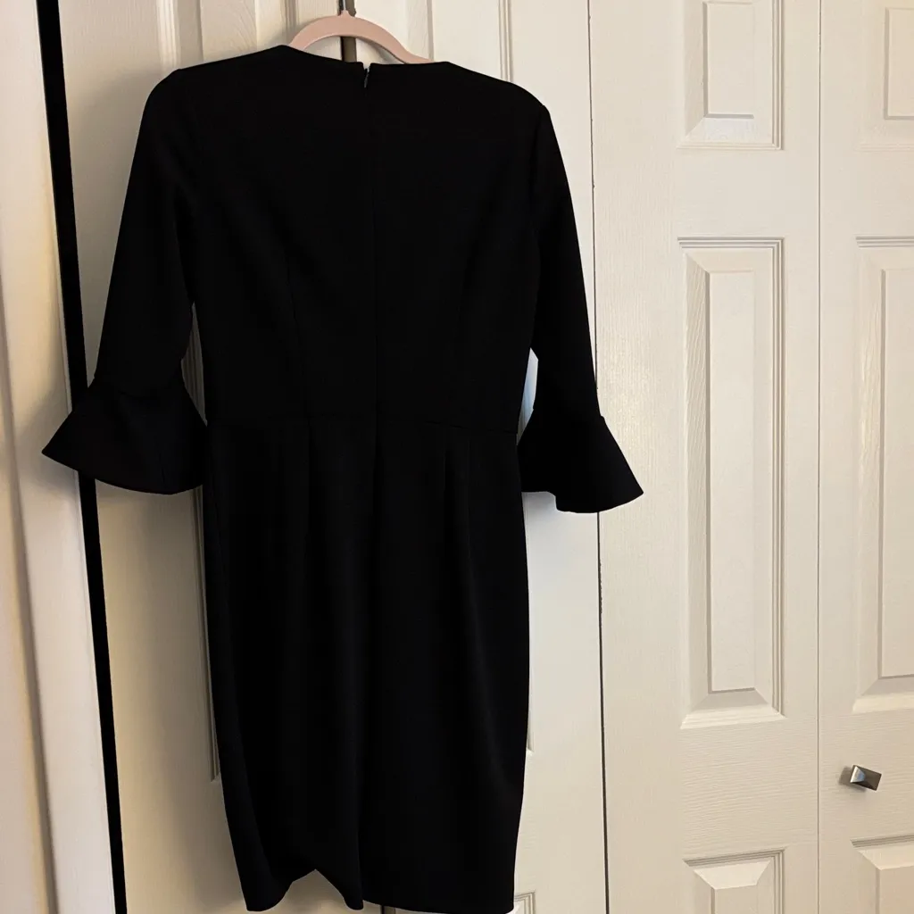 Donna Morgan Elegant Black Ruffle Sleeve Dress - Image 6