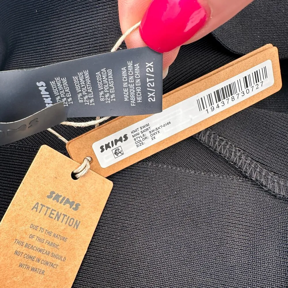 Skims Swim Knit Black Onyx Mini Skirt New with tags Size 2X - Image 2