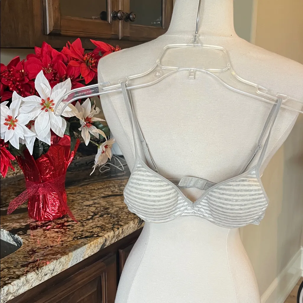 Gray and White Striped Bra Teen Girls 30 - Image 8