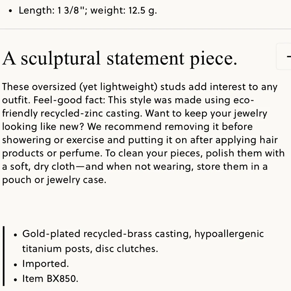 J.Crew Women Textured Oversized Metallic-Stud Statement Earrings - Image 6