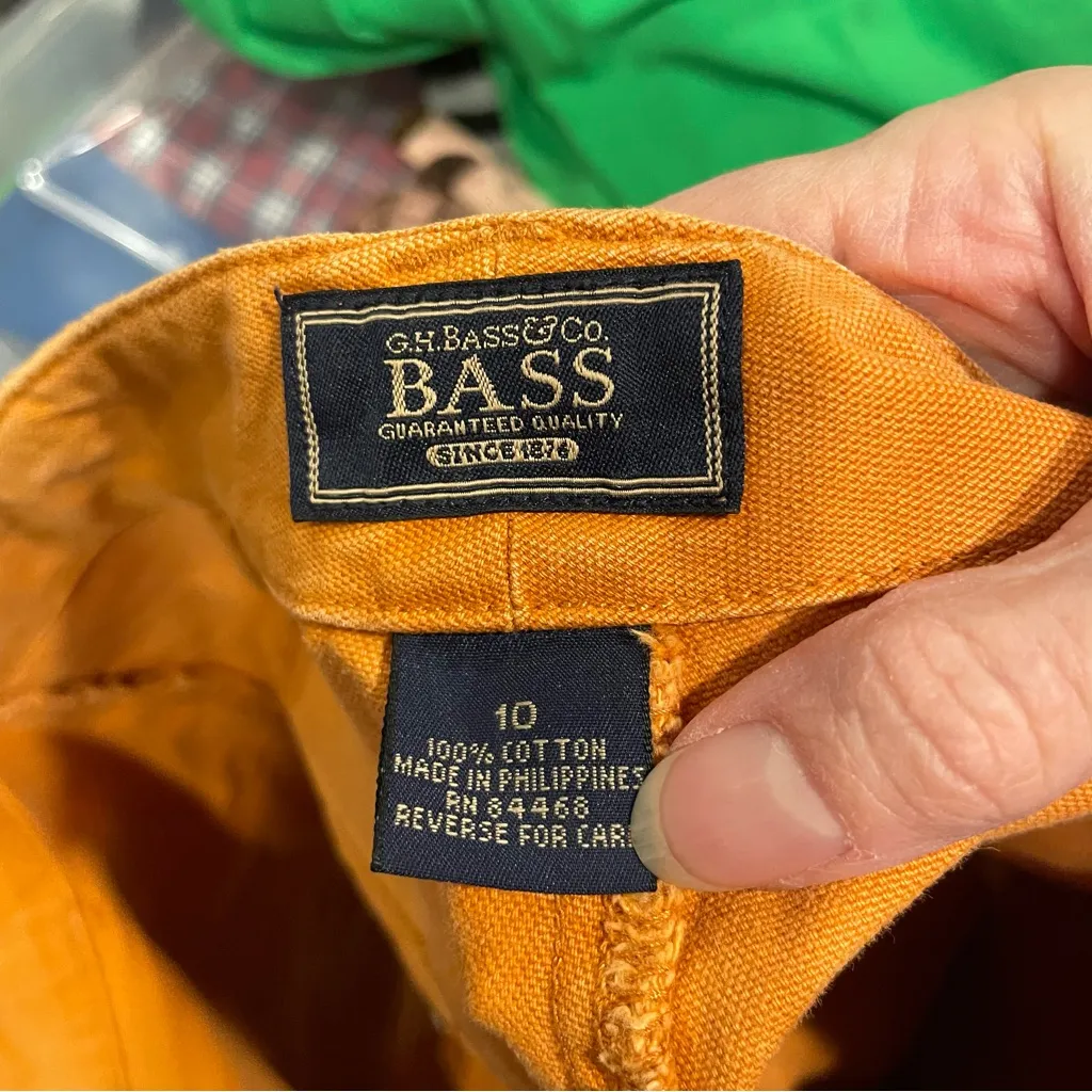 Cute pumpkin spice Y2K cargo shorts cotton canvas GH Bass Orange Size 10 - Image 4