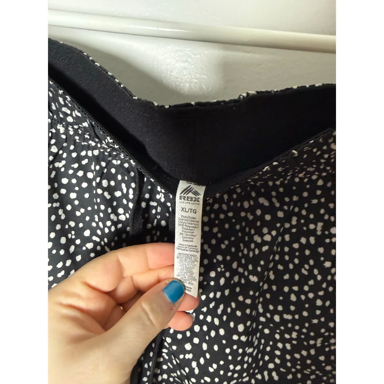 RBX Black White Polka Dot Lined Athletic Sporty Running Shorts Women's Size XL - Image 4