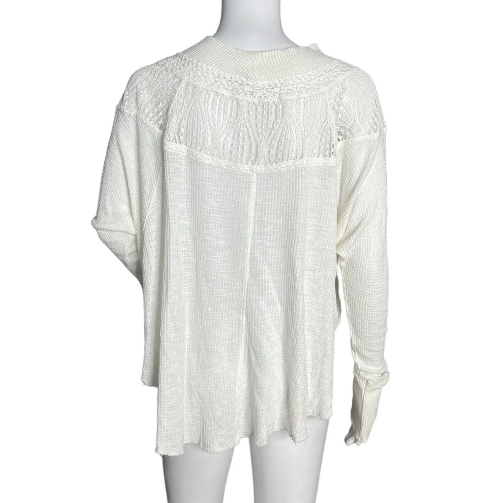 Free People Shirt Womens XS White Spring Valley Lace Tunic Lace Neutral Bohemian - Image 3