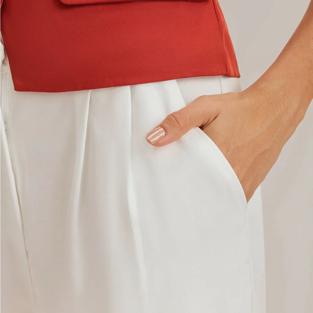 Rihoas White Ruched Straight Pants Size XS - Image 2