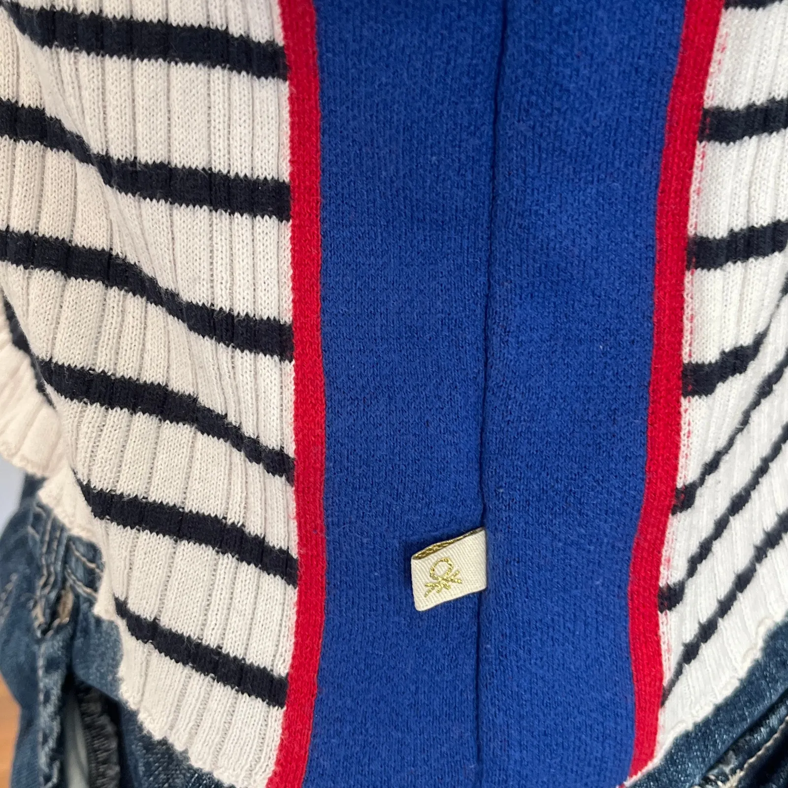 VTG United Colors of Benetton | Striped Ribbed Knit Tee | Preppy Y2K Top - Image 6