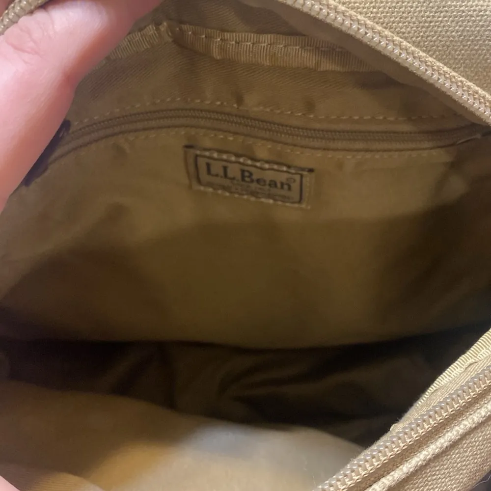 L.L. Bean Canvas and Leather trim Crossbody bag Tan - Image 3