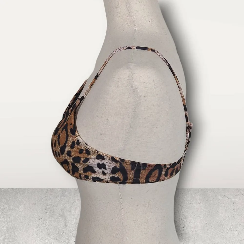 Shein Cheetah Print Bikini Top Adjustable Straps Size Medium - Image 2