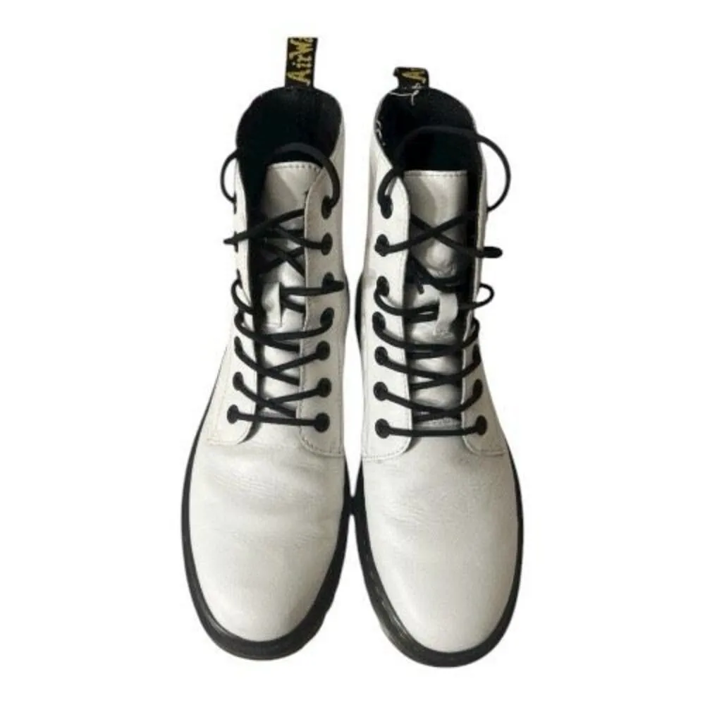 Dr. Martens Women Size 11 Luana White Black Boots Lace Up Combat Round Toe AW004 - Image 4