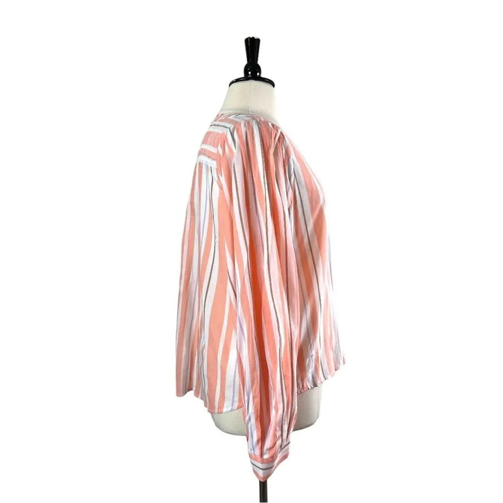 A New Day Target Button Down Blouse Long Sleeves Peach Stripes NEW Women’s XXL - Image 3