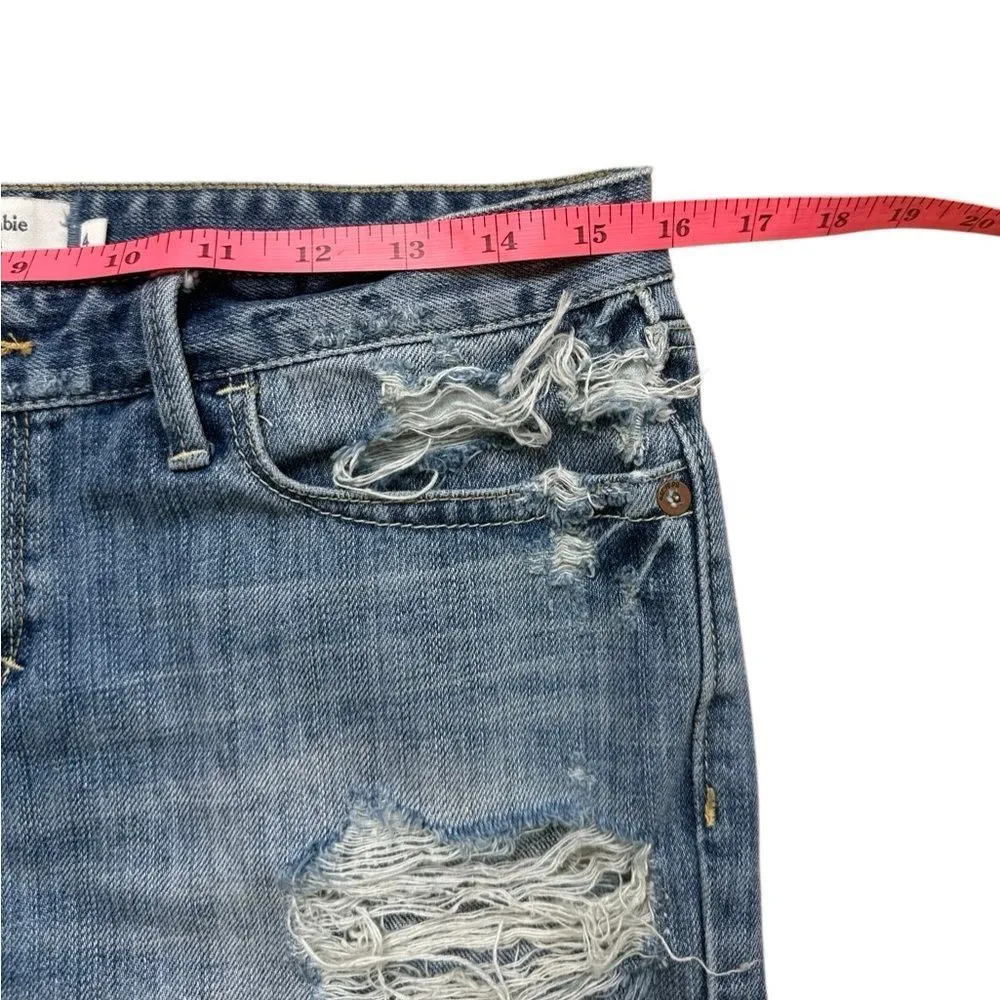 Y2K Vintage Abercrombie Denim Distressed Micro Mini Skirt Size 4 Blue - Image 3