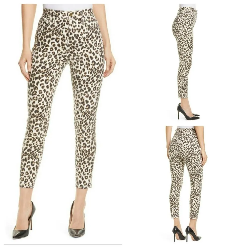 Frame Ali Leopard High Rise Cigarette Jeans Skinny Crop Animal Print 31 New - Image 2