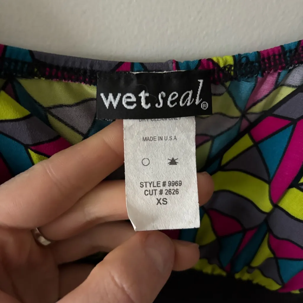 Y2K Wet Seal Geometric Print Top | Made in USA | XS - Image 2