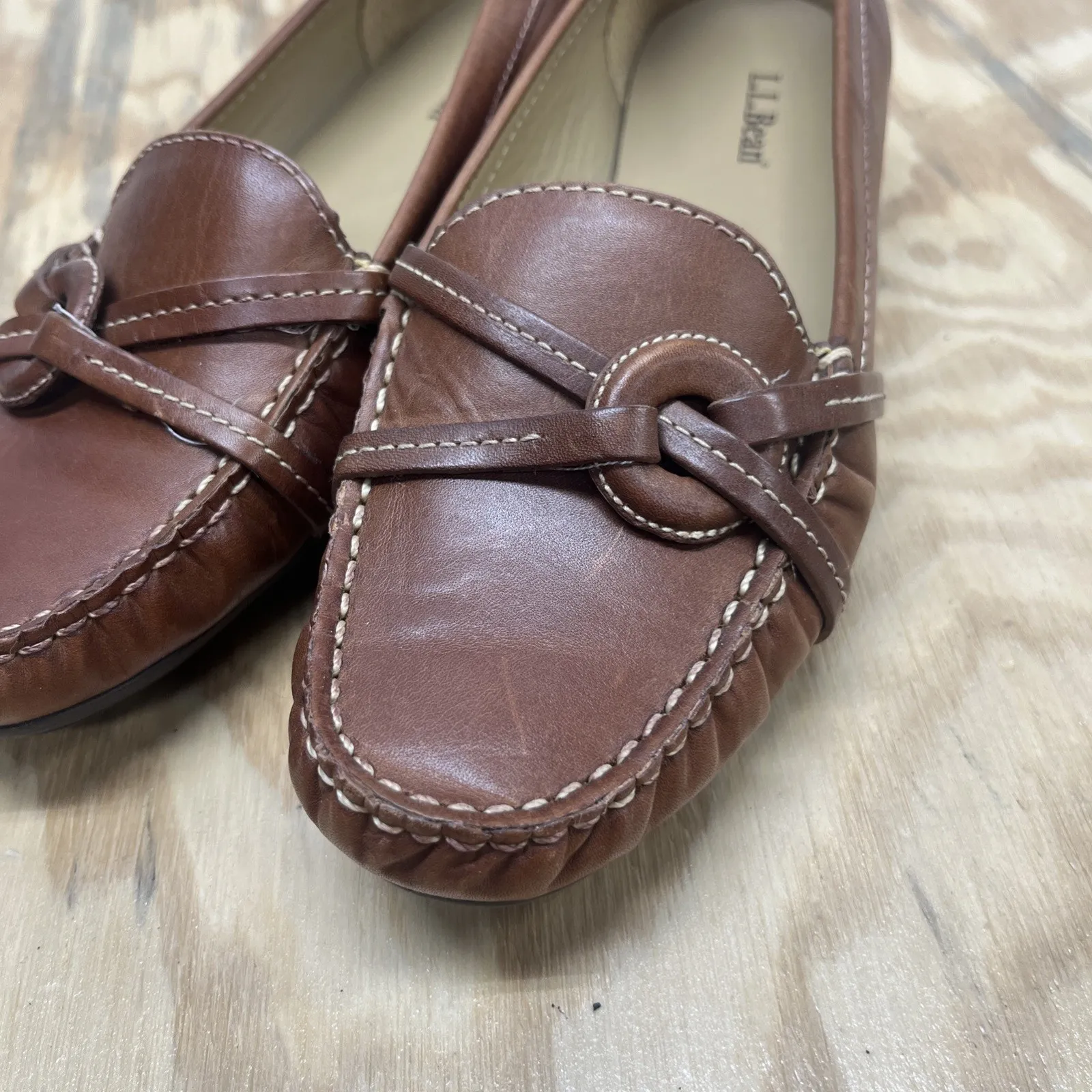 LL Bean Leather Loafer Slip On Shoes Women’s 7.5M Brown Casual Flats Preppy Size 7.5 - Image 5