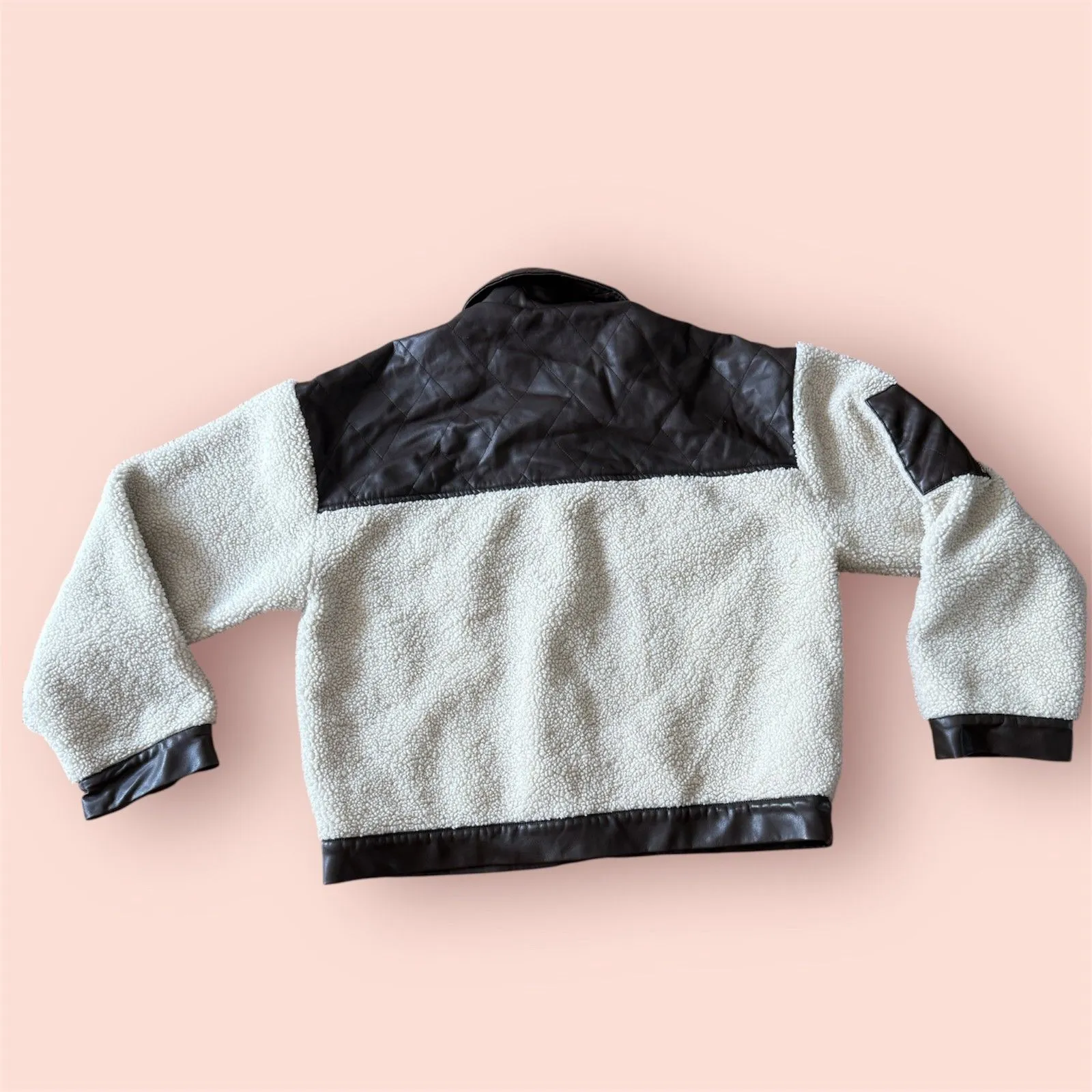 Peter Som  Quilted Leather Sherpa Jacket Size Medium - Image 5