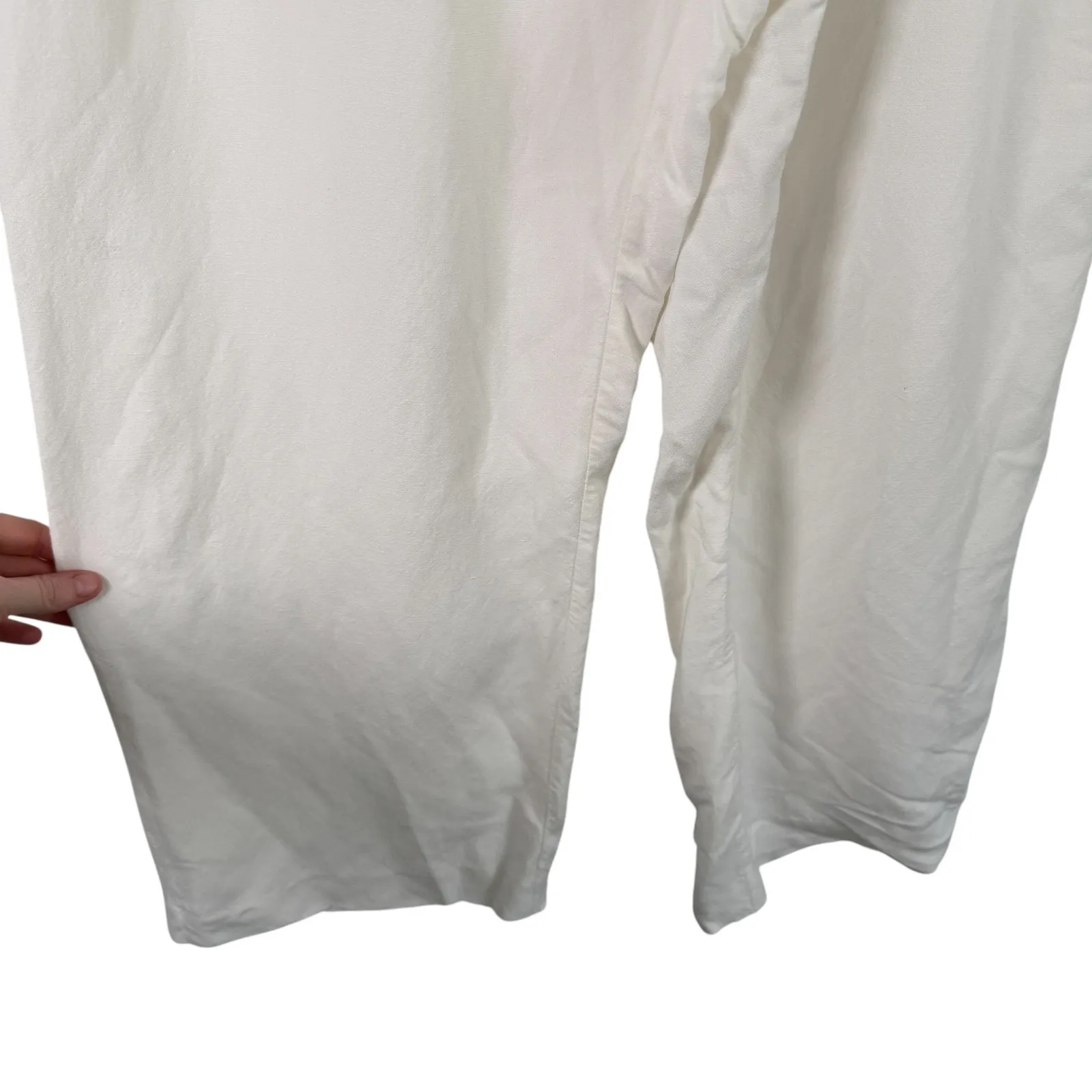 Jenni Kayne White Linen Wide Leg Pants Coastal Beach Lagenlook Womens Large? - Image 3