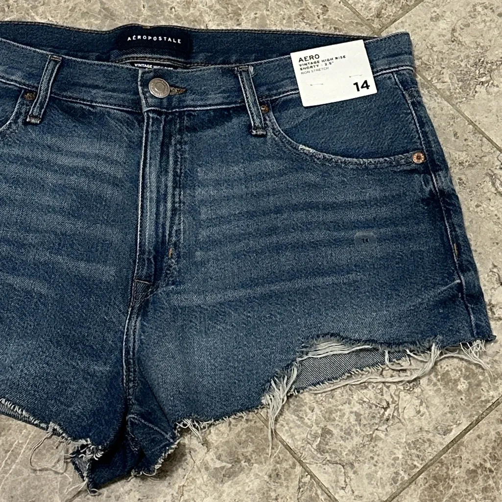 Vintage High Rise Denim Shorty Shorts 2.5” NEW 100% Cotton Aeropostale Sz 14 - Image 4
