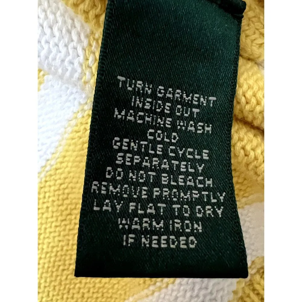 Ralph Lauren womens size L sweater yellow/white stripe nautical cotton vacation - Image 3