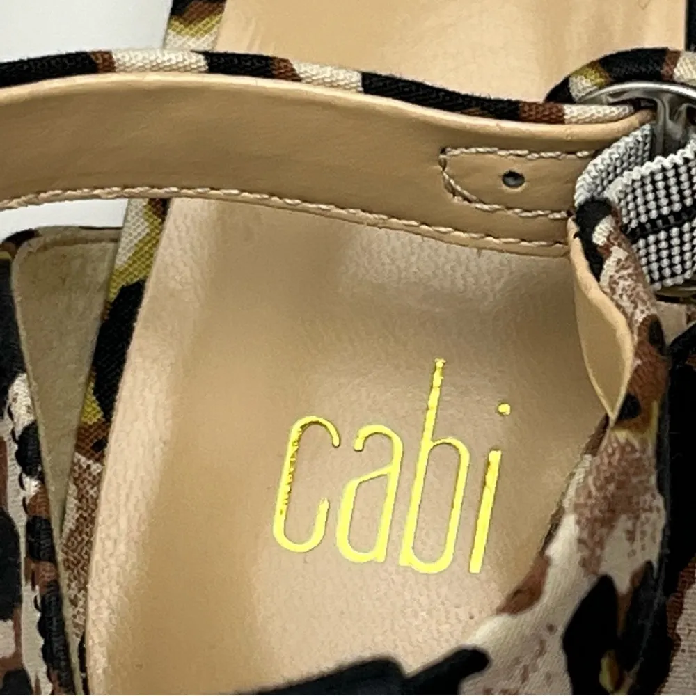CAbi  Kiki Leopard Print Adjustable Ankle Straps Closed Toe Block Heels Size 9 - Image 2