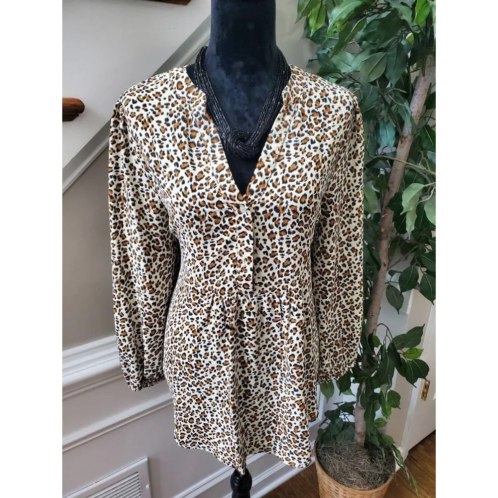 Dress Up Women Multicolor 100% Polyester V-Neck Long Sleeve Pullover Blouse L - Image 2