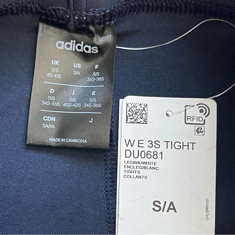 Adidas WE 3S Three Stripes Tights Leggings Navy Women’s Size S Athletic Gym - Image 7