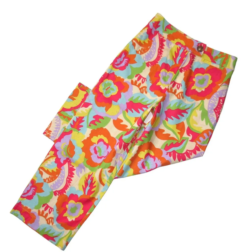 NWT Sezane Jefferson in Seventies 70s Print  Linen Cotton Cropped Pants 38 / 6 - Image 4