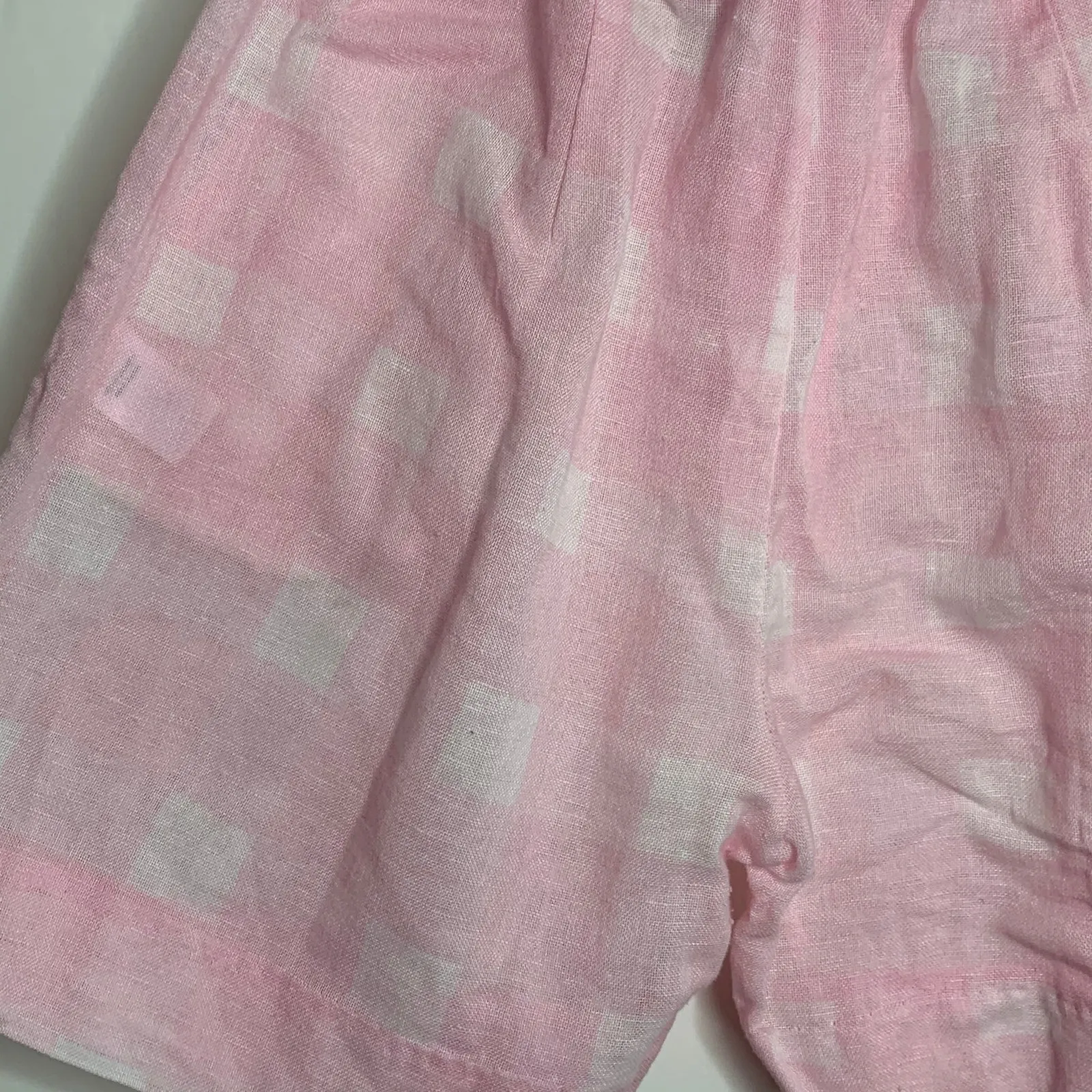 Solid & Striped Paperbag-Waist Plad Linen Shorts Women Pink Small - Image 11