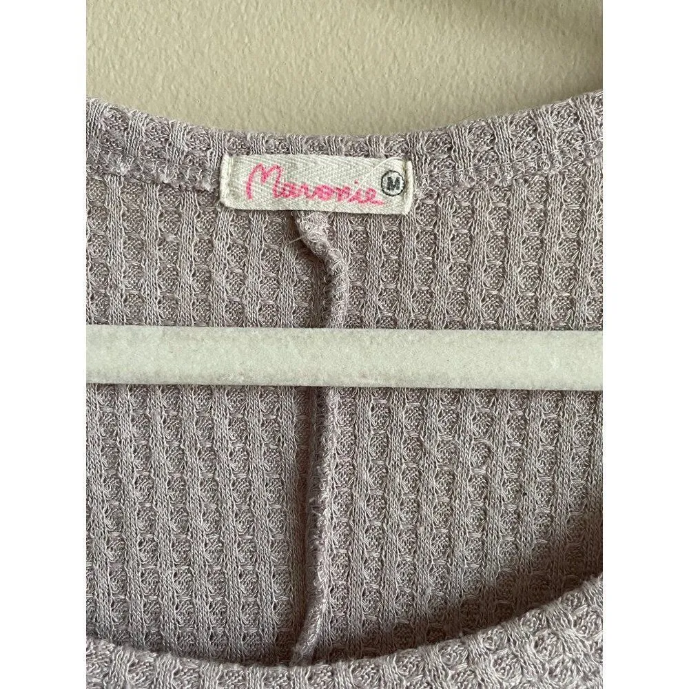 Revolve Maronie lilac purple cold shoulder waffle knit long sleeve shirt Purple Size undefined - Image 3