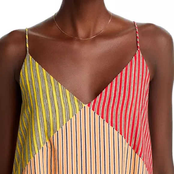 RHODE Nadia Maxi Dress Multi Stripe Patchwork Cotton Size 0 - Image 5