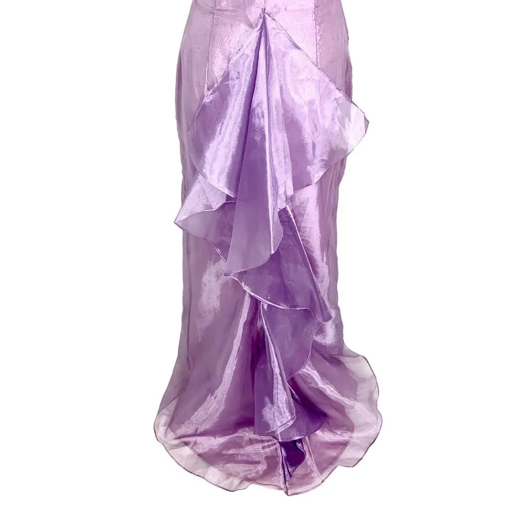 Jessica McClintock Bridal Strapless Lavender Mermaid Evening Dress Ruffles 10 - Image 5