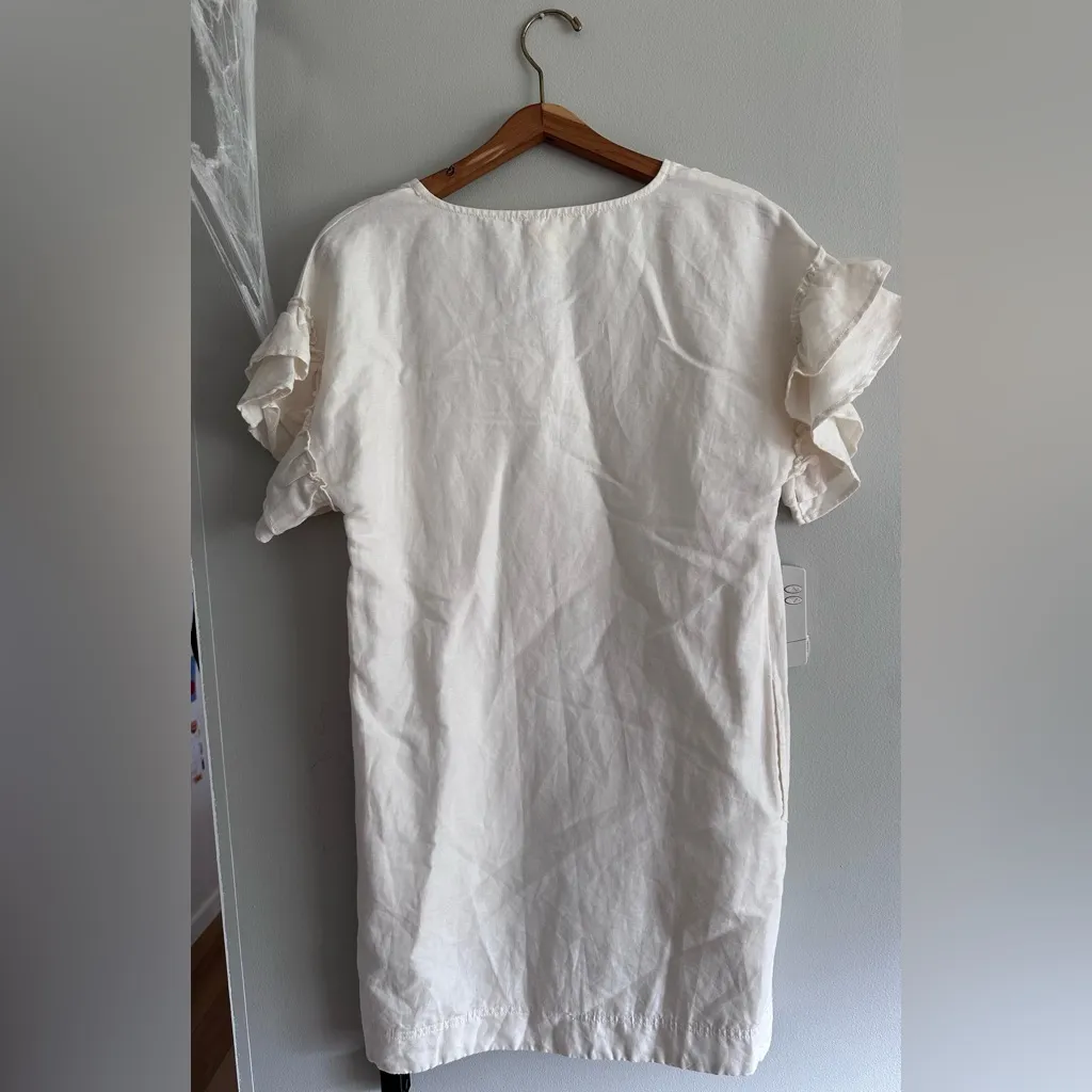 Anthropologie Maeve NWT Lottie Fluttered Linen Blend Tunic Dress Ivory Size Smal - Image 10