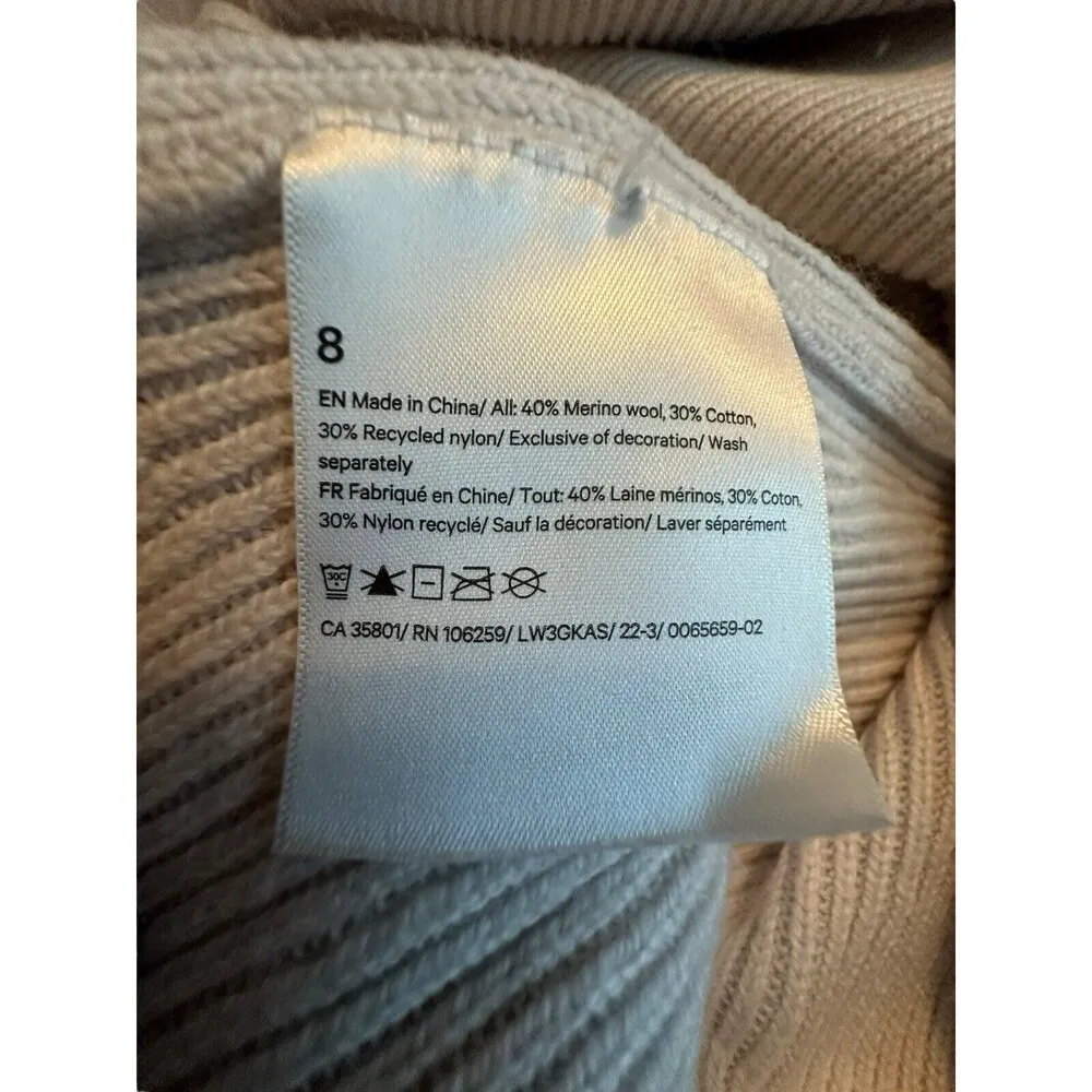 Lululemon Women Merino Wool-Blend Ribbed Crewneck Sweater Size 8 White Opal R1-2 - Image 8