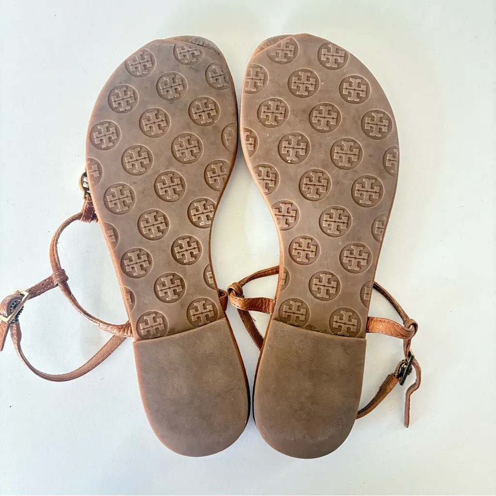 Tory Burch Emmy Royal Brown Leather Thong Sandals Women's Size 7.5 - Image 5