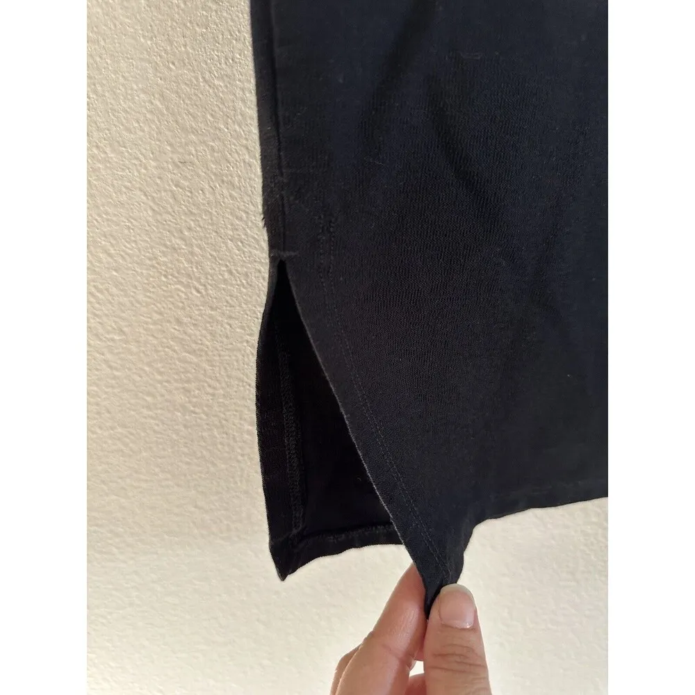 Eileen Fisher Maxi Midi Pencil Skirt Solid Black Back Slit Stretch Size S - Image 3