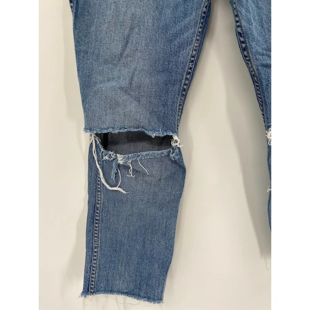 GRLFRND Naomi High Rise Ripped Knee Raw Hem Denim Blue Jeans Size 28 - Image 55