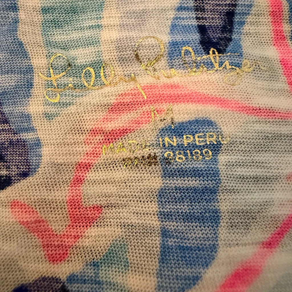 Lilly Pulitzer Etta V-Neck Top Short Sleeve Skim Blue Reel Nauti Anchor Tee NWOT - Image 5