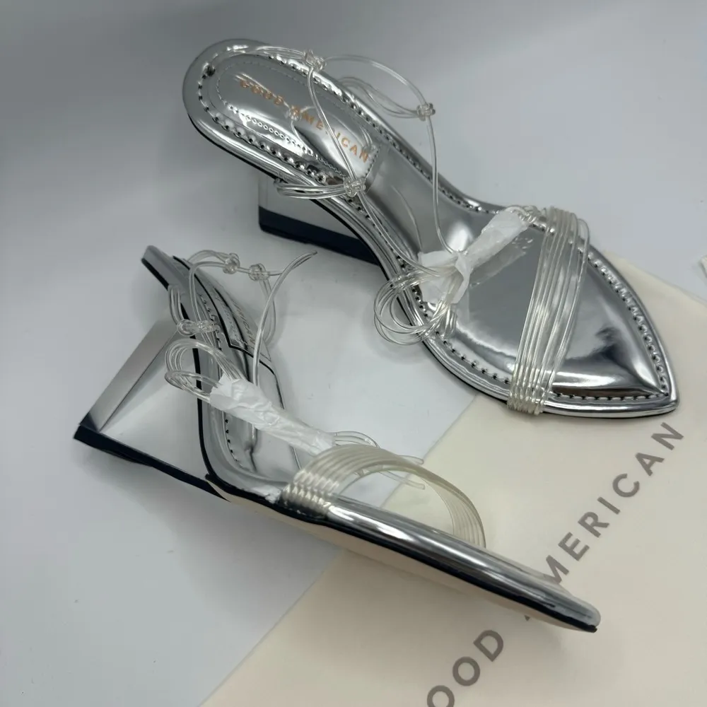 Good American Silver Cinder F*cking Rella Wedge Size 7 NEW Sandals - Image 10