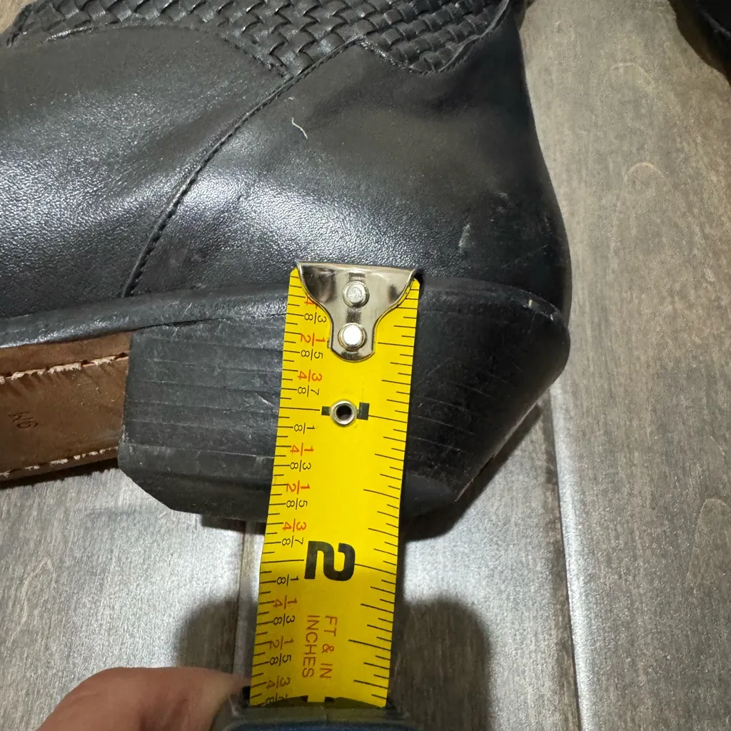 Dingo Black Woven Leather Western Cowboy Boots Women’s 9M Pointed Toe - Image 12