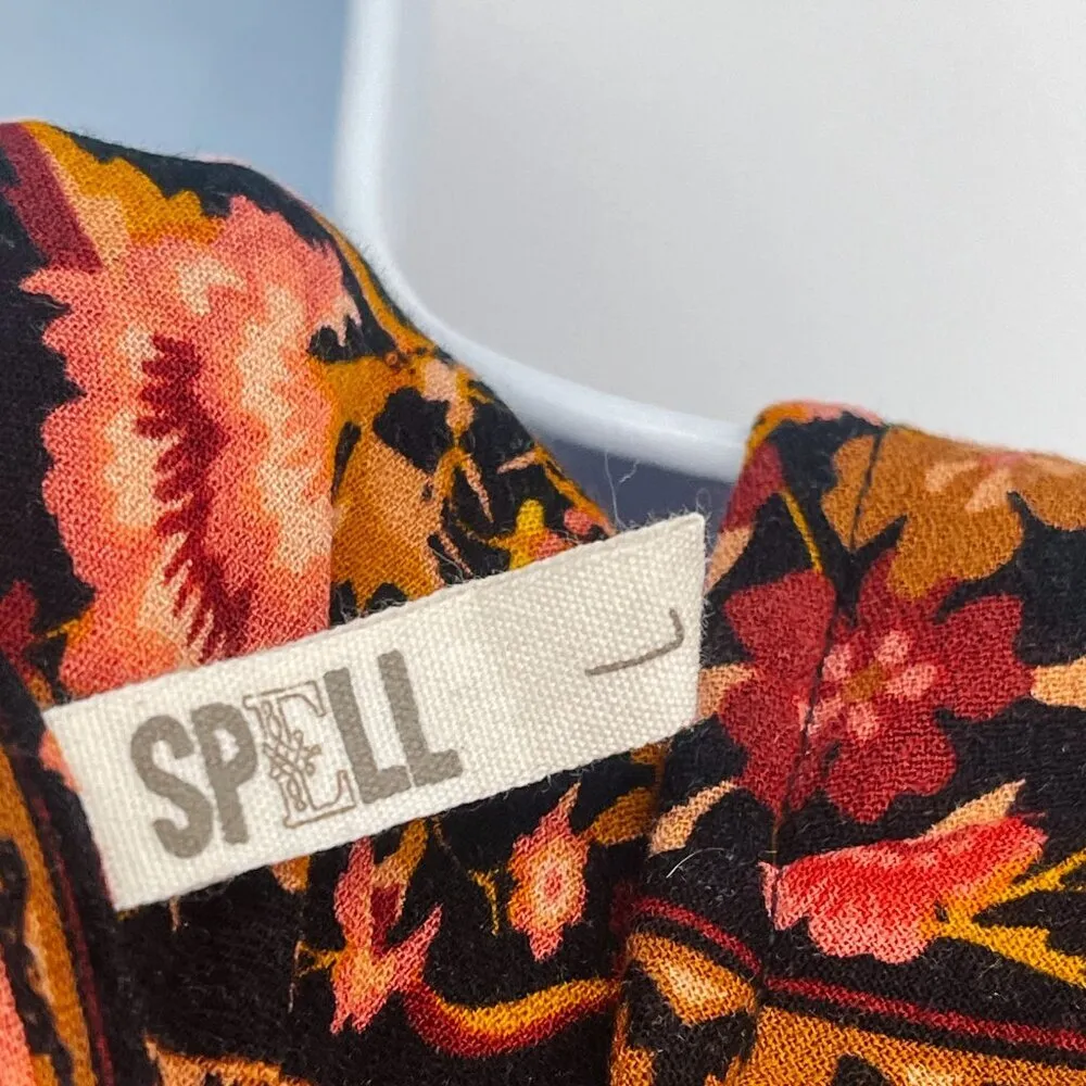 Spell & The Gypsy Collective Babushka Printed Maxi Gown Dress Babs Floral FP Black Size L - Image 12