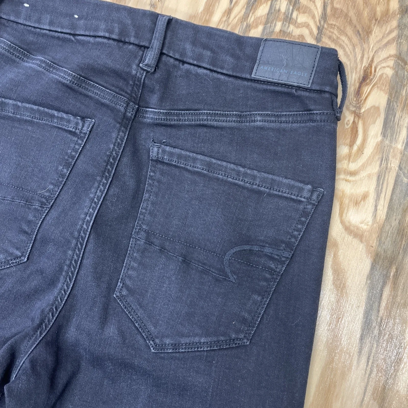 American Eagle Curvy Highest Rise Flare Jeans Black Women's Size 6 Stretch Boho - Image 6