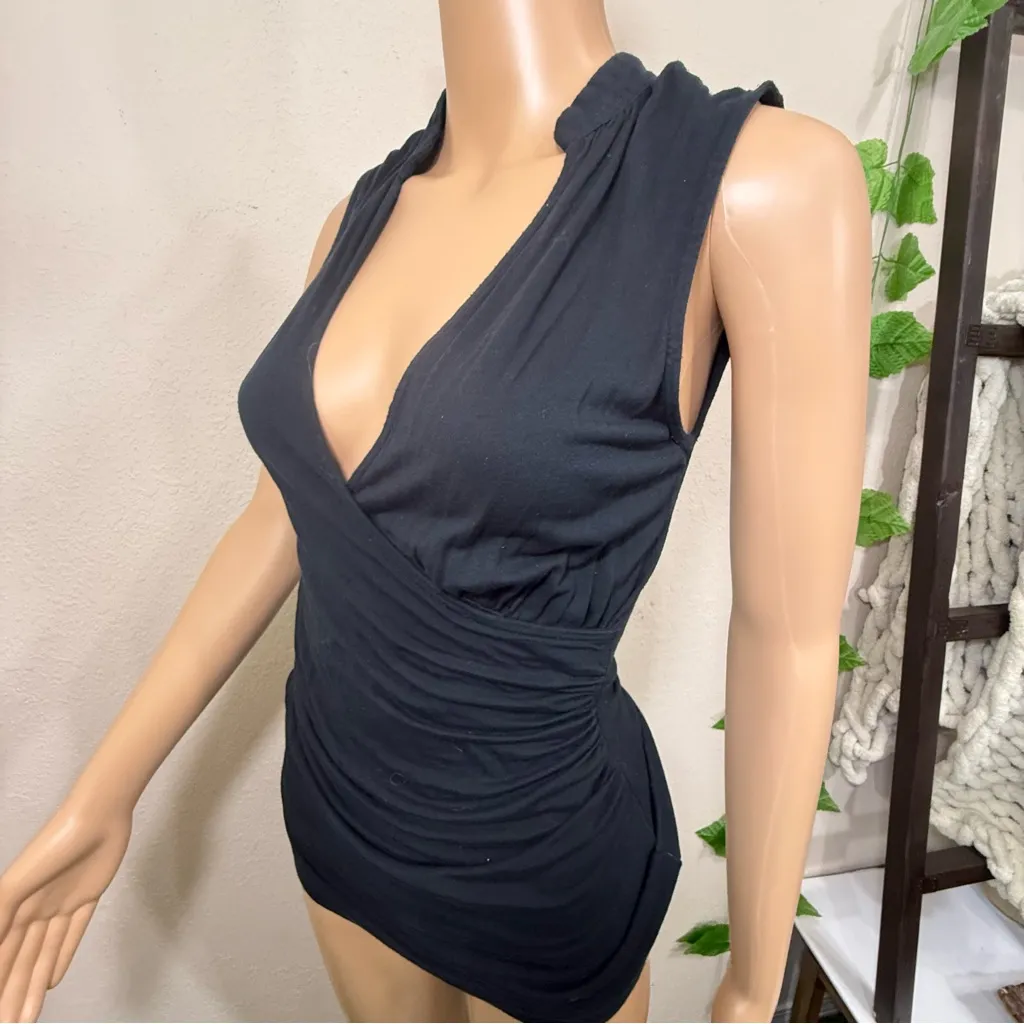 Banana Republic Black Sleeveless faux wrap Top - Image 3