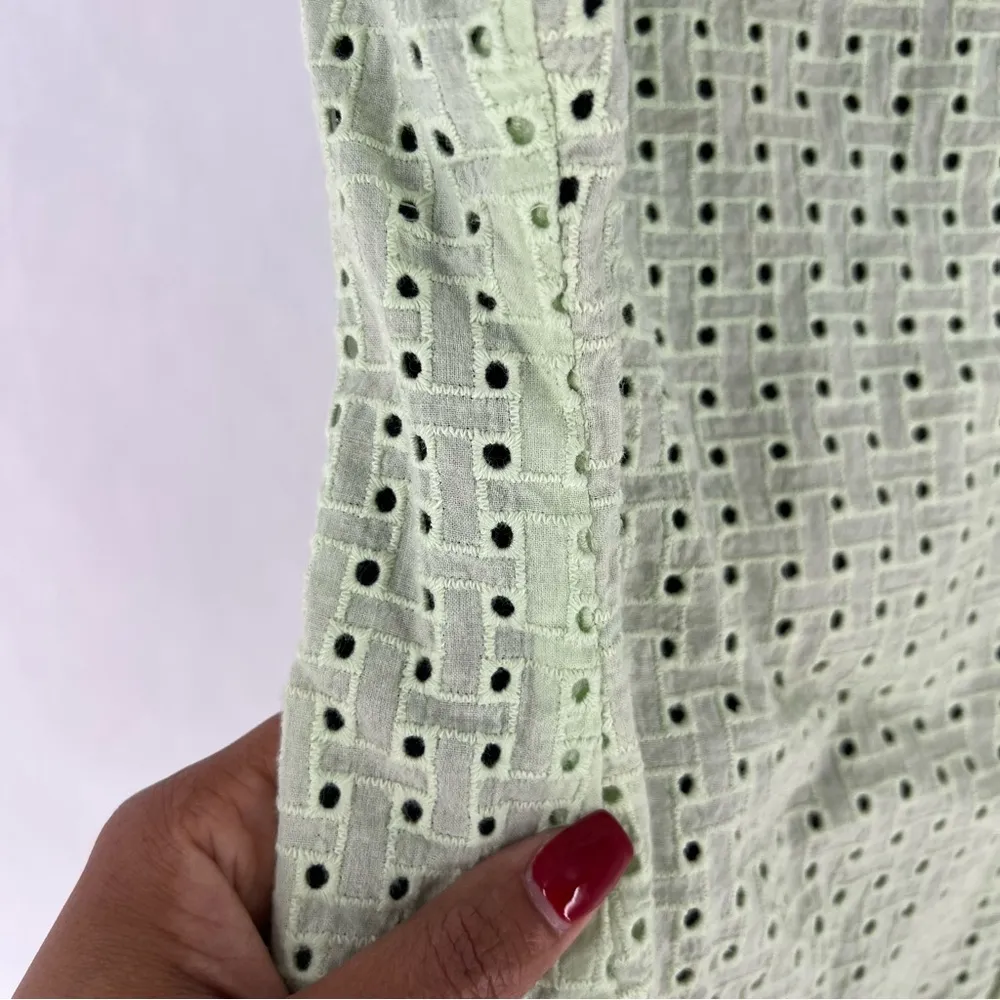 Sugar Lips Cotton Mint Green Eyelet Tank Top Exposed‎ Zipper Back Feminine - Image 3