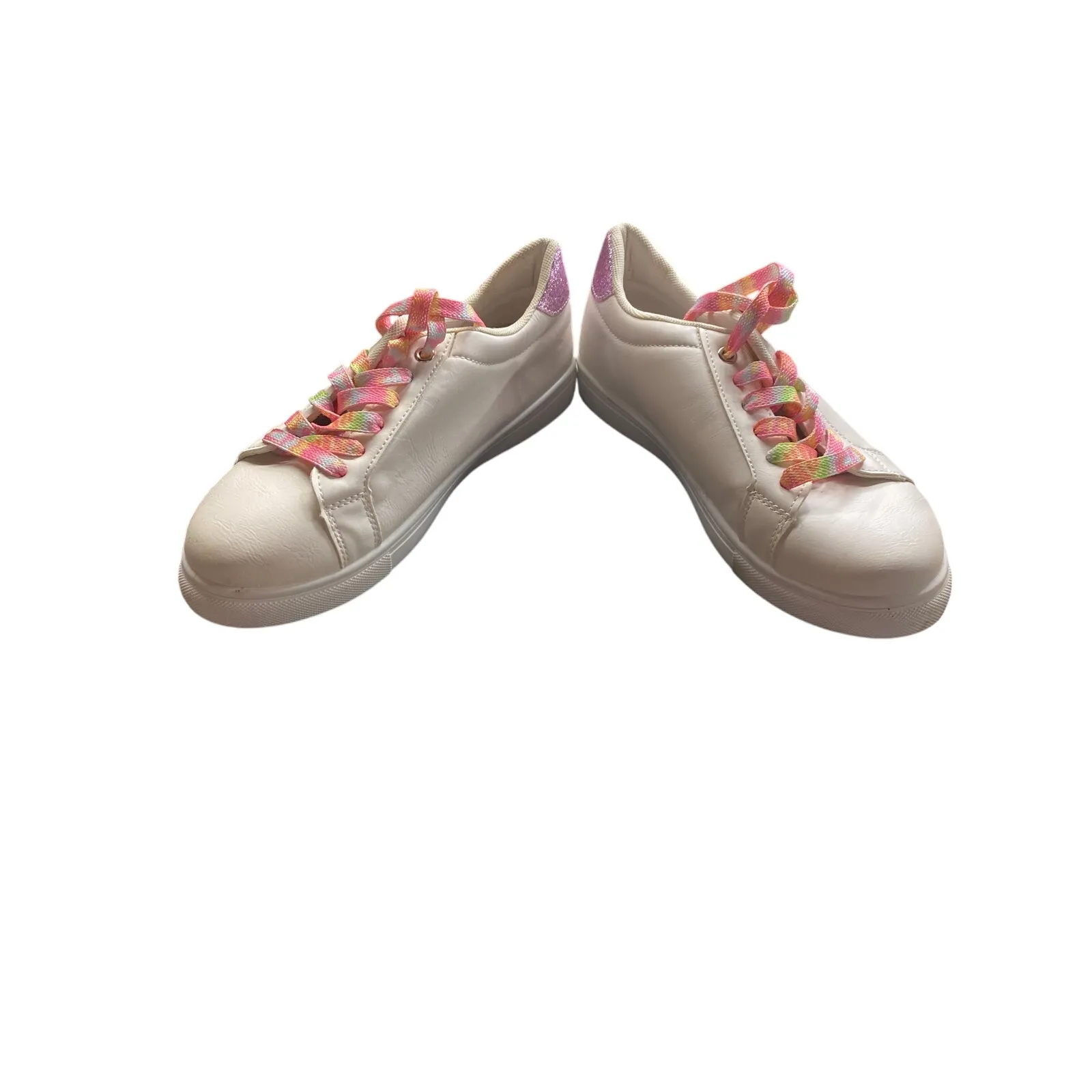 Pop Comfort Fit Women's Size 6.5 White Rainbow Lace Sneakers Shoes - Image 4