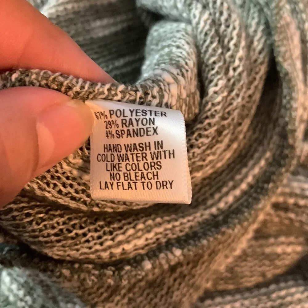 Harlowe & Graham womens large knit green white space dye sweater top cute anthro - Image 8