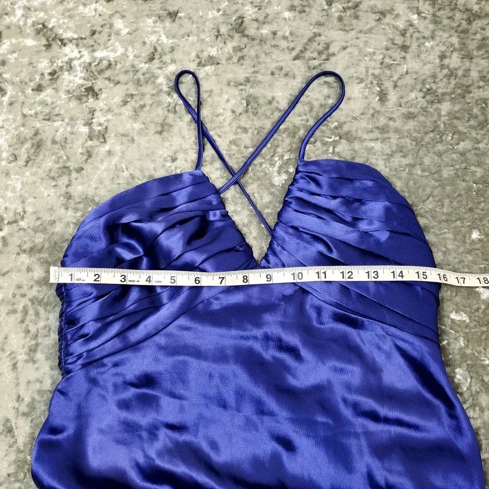 A.B.S. by Allen Schwartz Purple Satin Maxi Formal Dress - Image 3