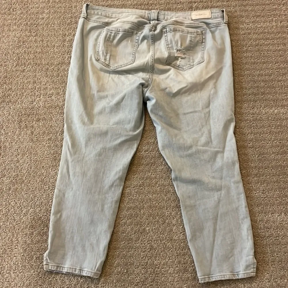 Slink Light Denim Wash Distressed Crop Jeans - Image 2