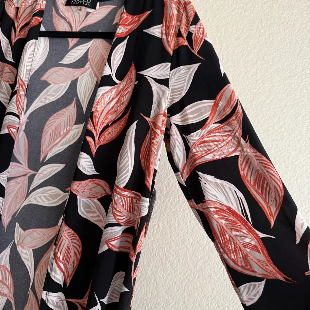 Women’s Small Open Front Jacket Cardigan Long Sleeve Stretch Office Casual Layer Red - Image 5