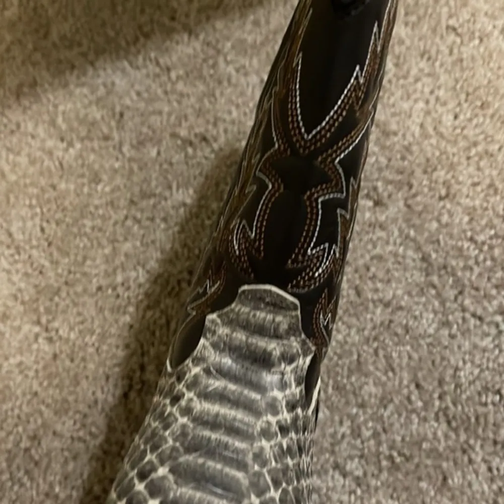 Durango Snakeskin Detailed Cowgirl Boots Short 5.5 Brown NWOB - Image 8