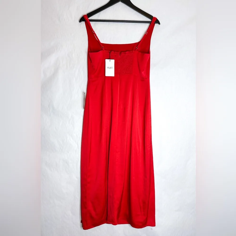NWT O.P.T. x  Red Midi Dress Side Thigh Slit Size Medium Valentine’s Day - Image 4